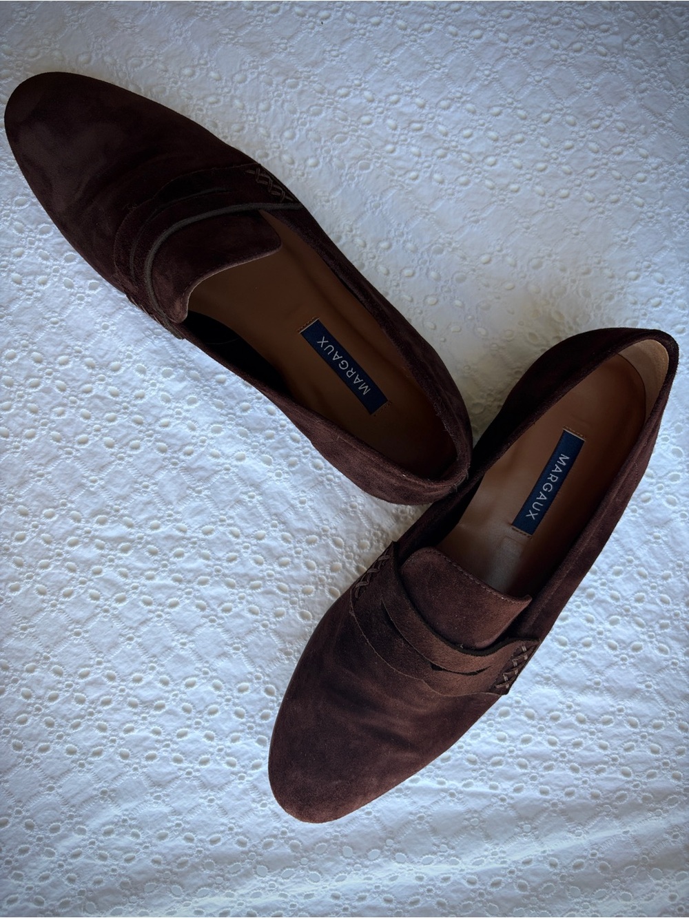 Women’s 8W Margaux Brown Suede Penny Loafers